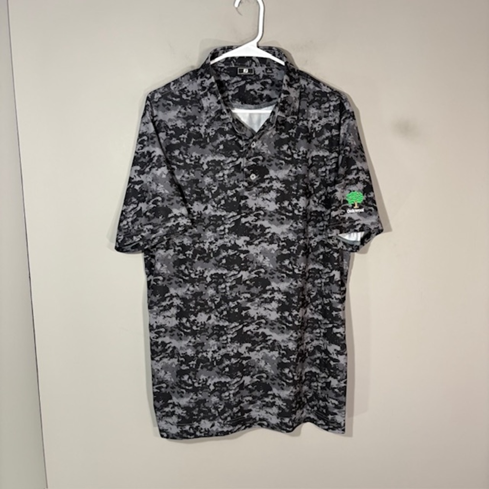 FootJoy Polo Shirt Mens L Gray Camo Golf Athletic Fit Performance Stretch Top